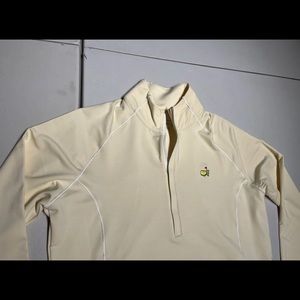 Peter Millar Master’s Logo 1/4 Zip Jacket Sweater Yellow White Women’s Size XL